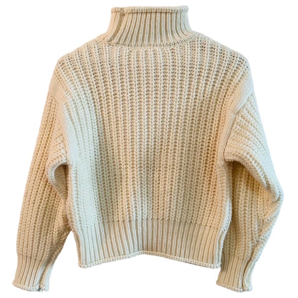 L-ayard Cream Long Sleeve Mock Turtleneck Knit Pullover Sweater size Medium - Picture 3 of 9